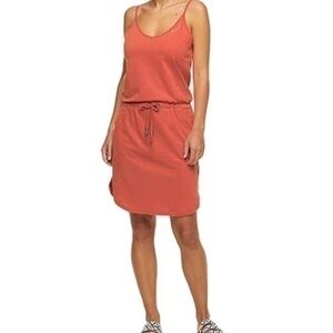 Alternative red spaghetti strap drawstring dress